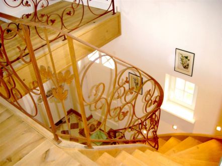 Rampe d‘intérieure en modèle style Victor Horta de couleur rouille..